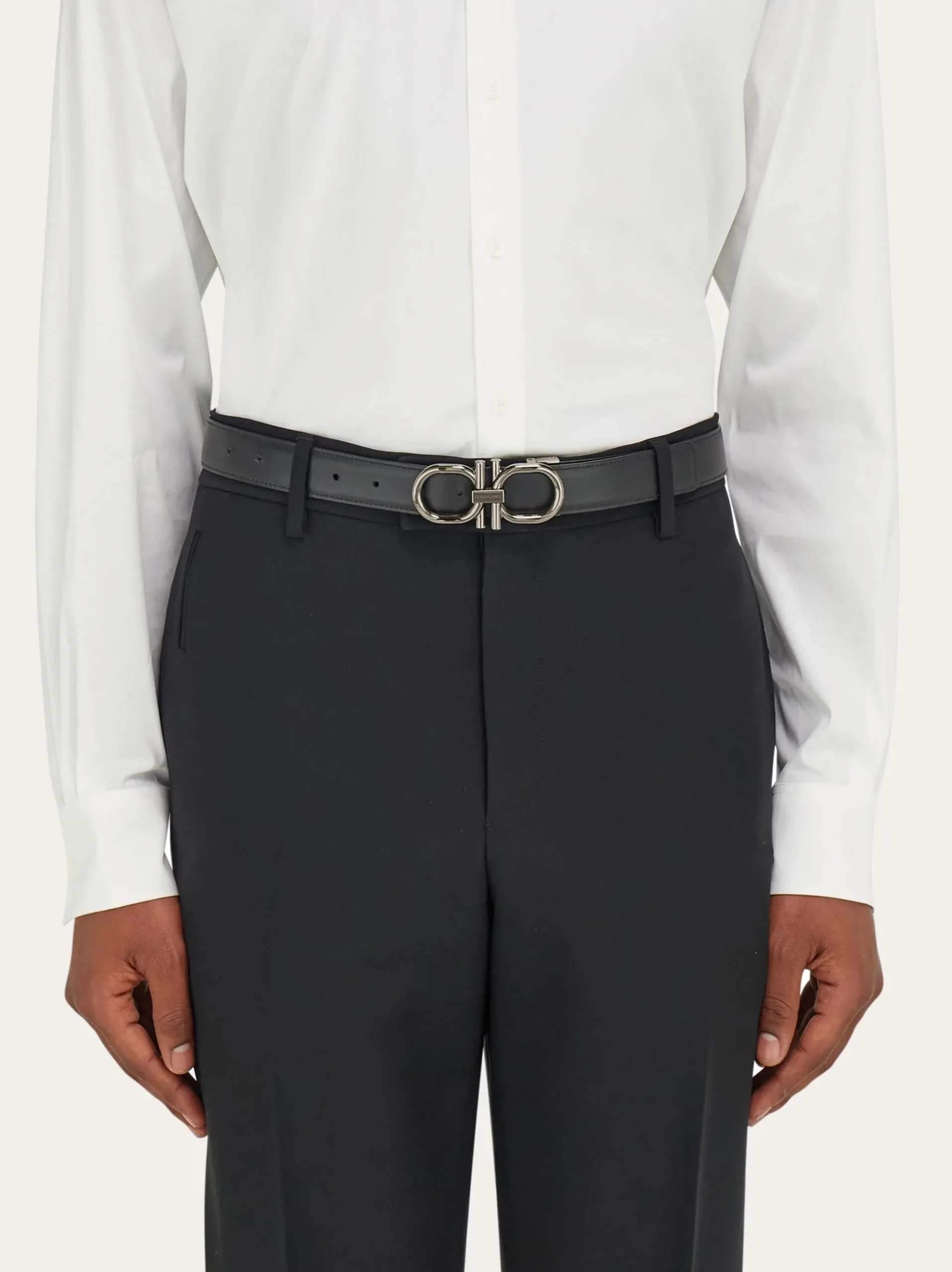 Reversible and adjustable Gancini belt - Men