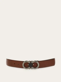 Reversible and adjustable Gancini belt - Men