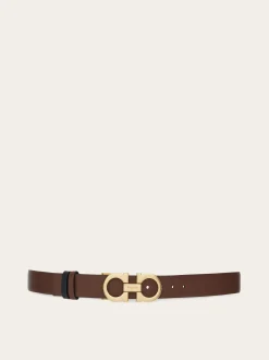 Reversible and adjustable Gancini belt - Women