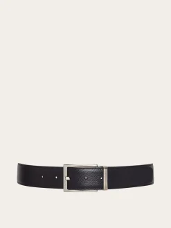 Reversible and adjustable belt with rectangular buckle - Men