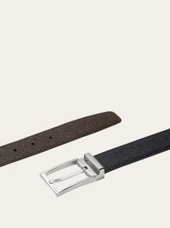 Reversible and adjustable belt with rectangular buckle - Men