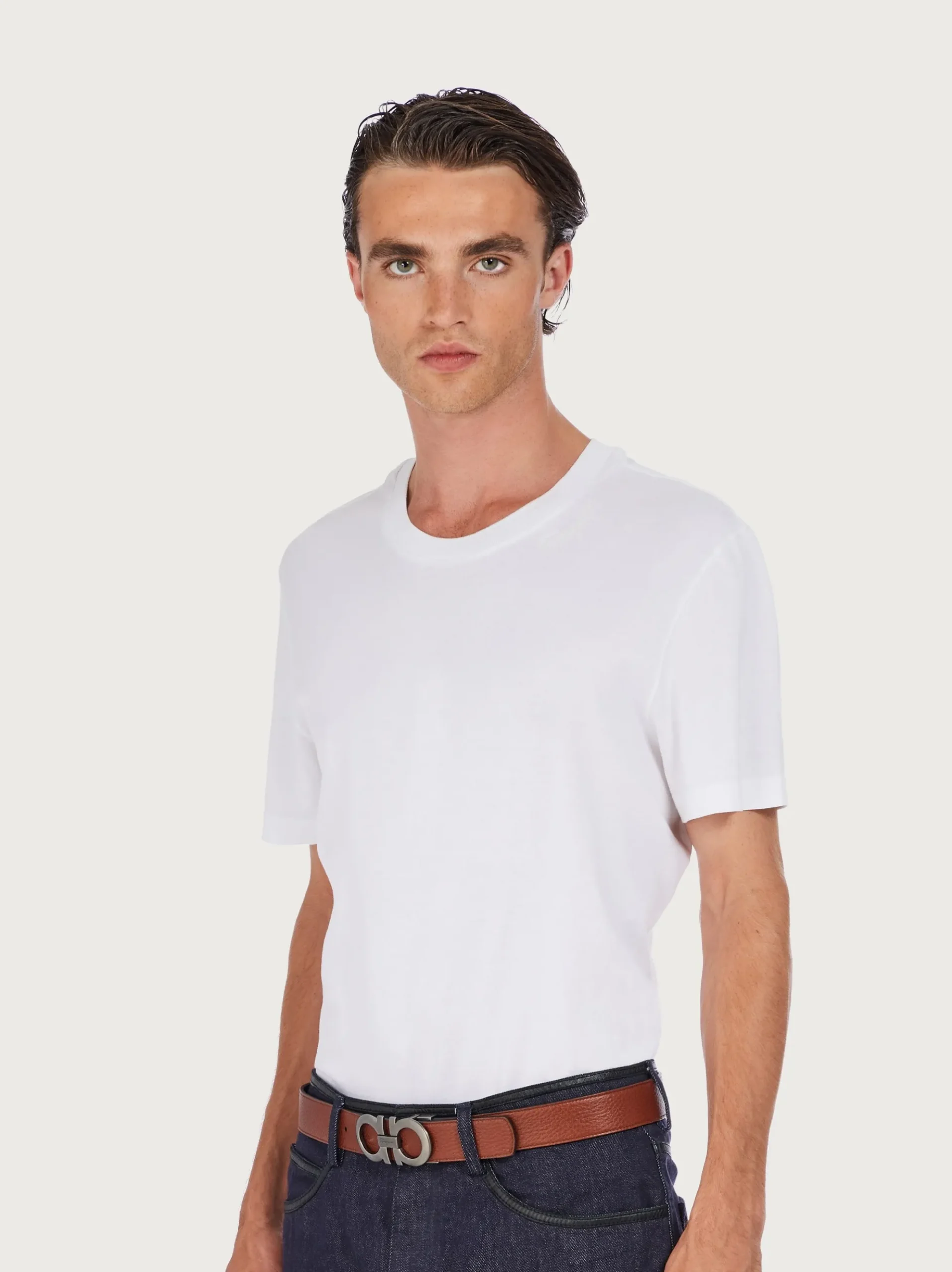 Reversible and adjustable Gancini belt - Men
