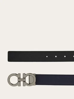 Reversible and adjustable Gancini belt - Men