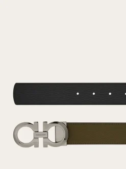 Reversible and adjustable Gancini belt - Men