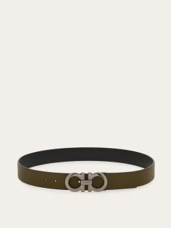 Reversible and adjustable Gancini belt - Men