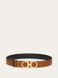 Reversible and adjustable Gancini belt - Women