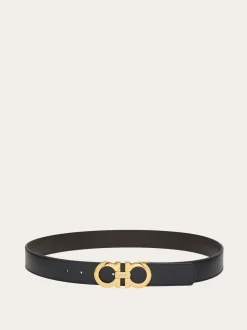 Reversible and adjustable Gancini belt - Men
