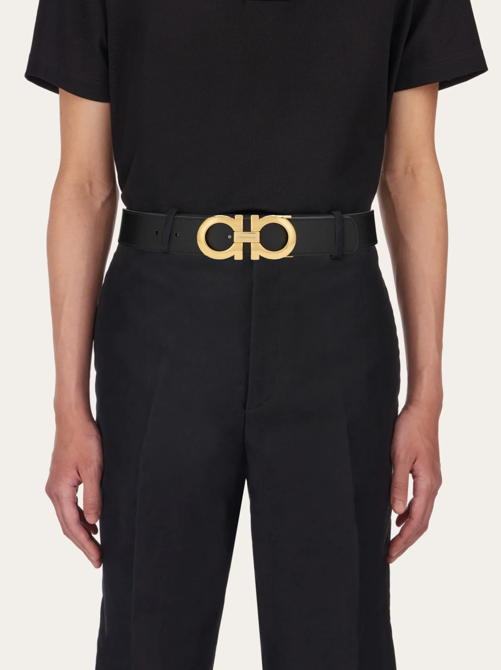 Reversible and adjustable Gancini belt - Men