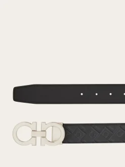 Reversible and adjustable Gancini belt - Men