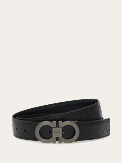 Reversible and adjustable Gancini belt - Men