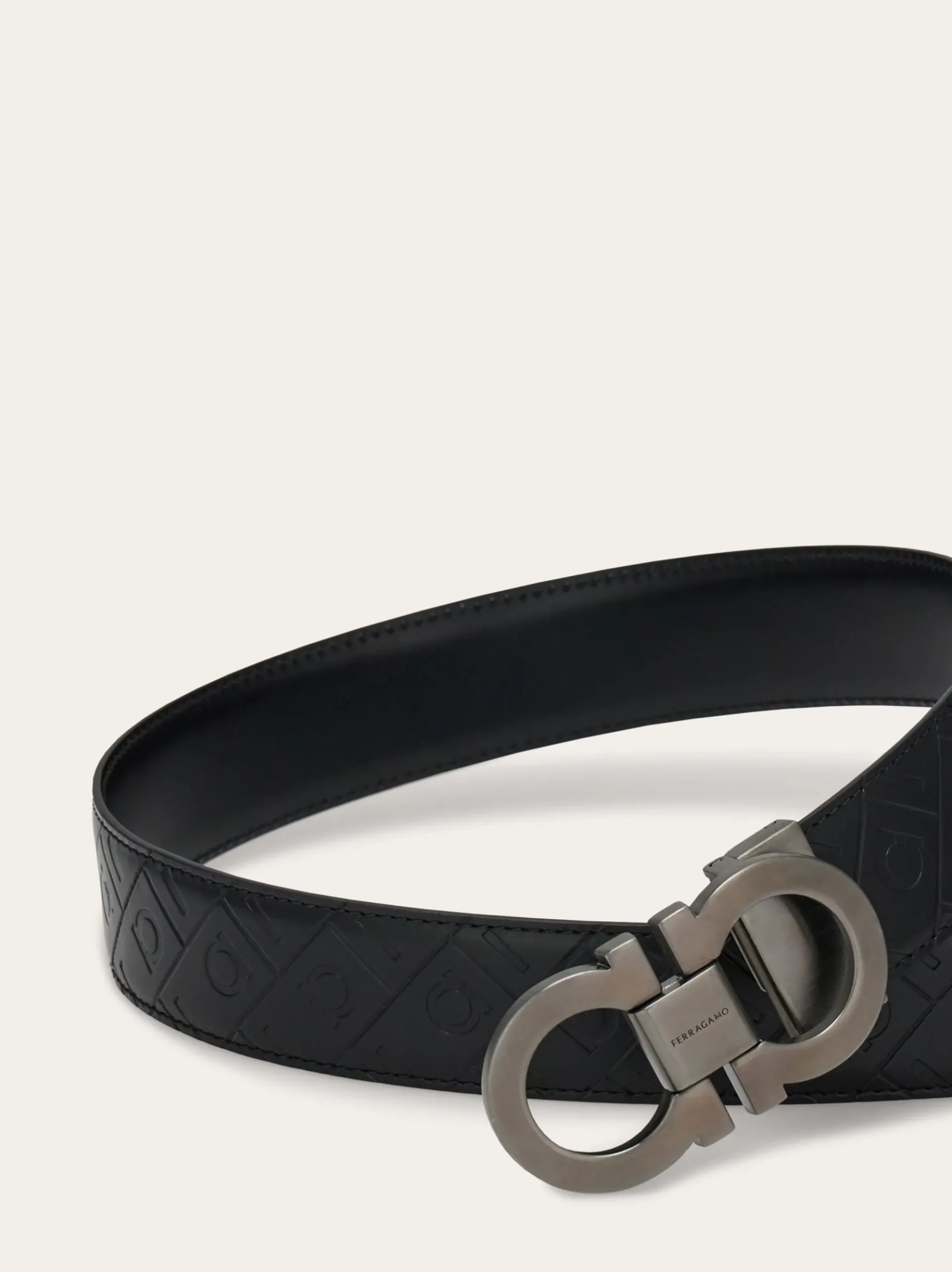 Reversible and adjustable Gancini belt - Men