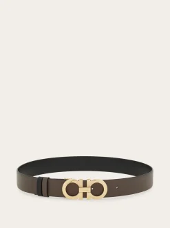 Reversible and adjustable Gancini belt - Women
