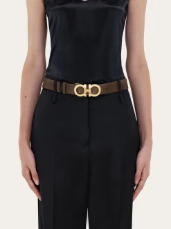 Reversible and adjustable Gancini belt - Women
