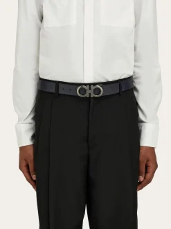 Reversible and adjustable Gancini belt - Men