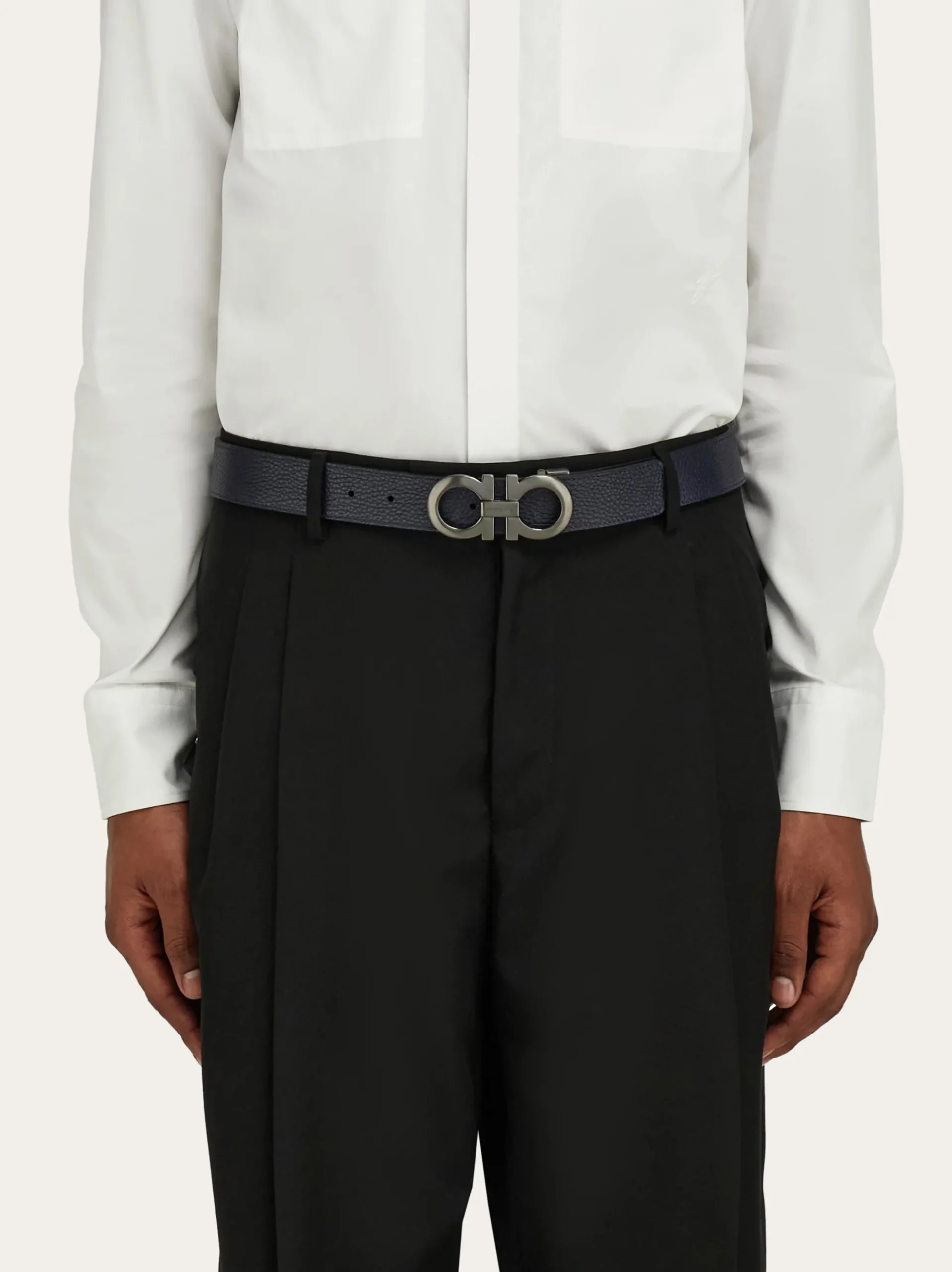 Reversible and adjustable Gancini belt - Men