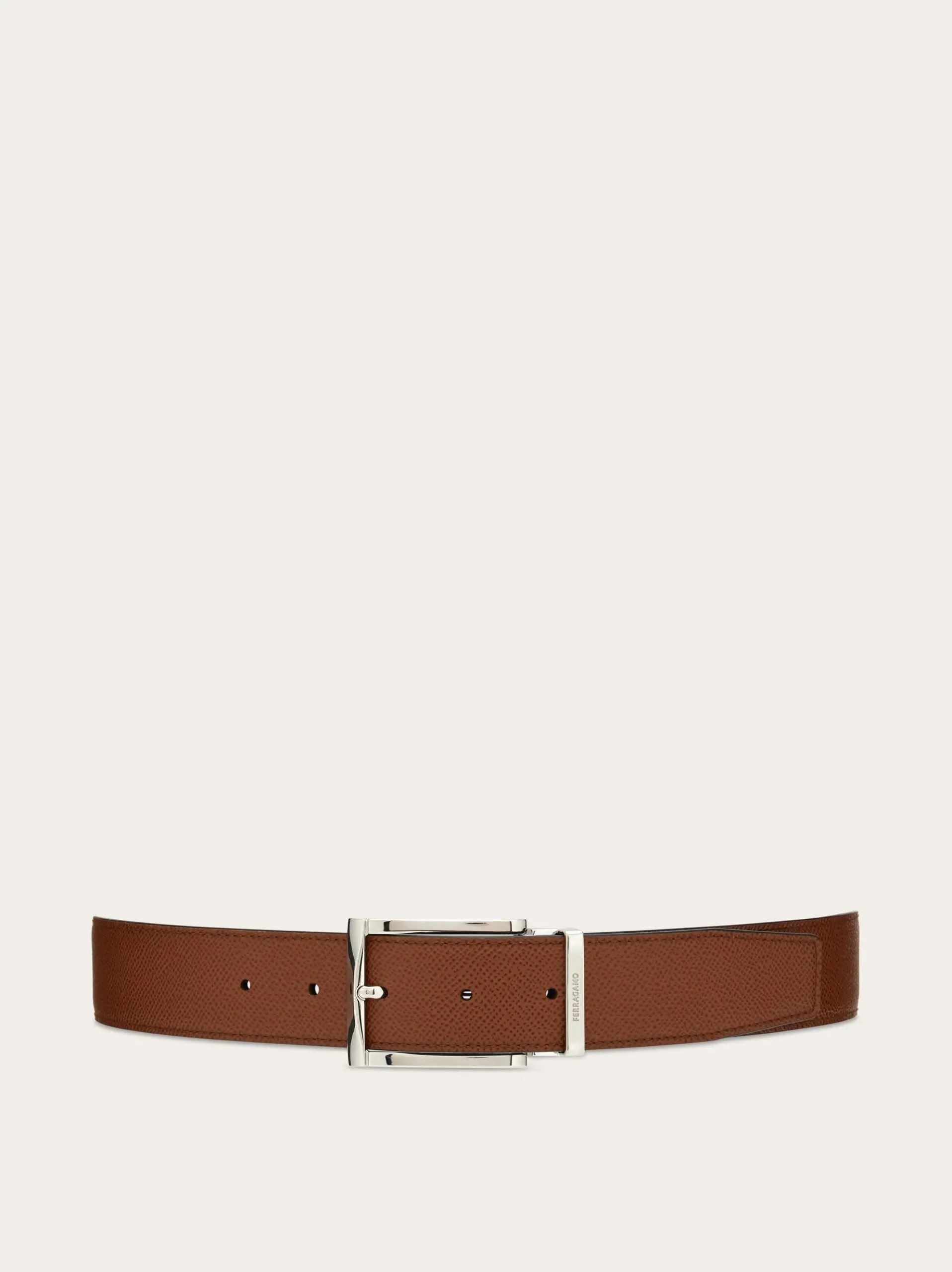 Reversible and adjustable belt with rectangular buckle - Men