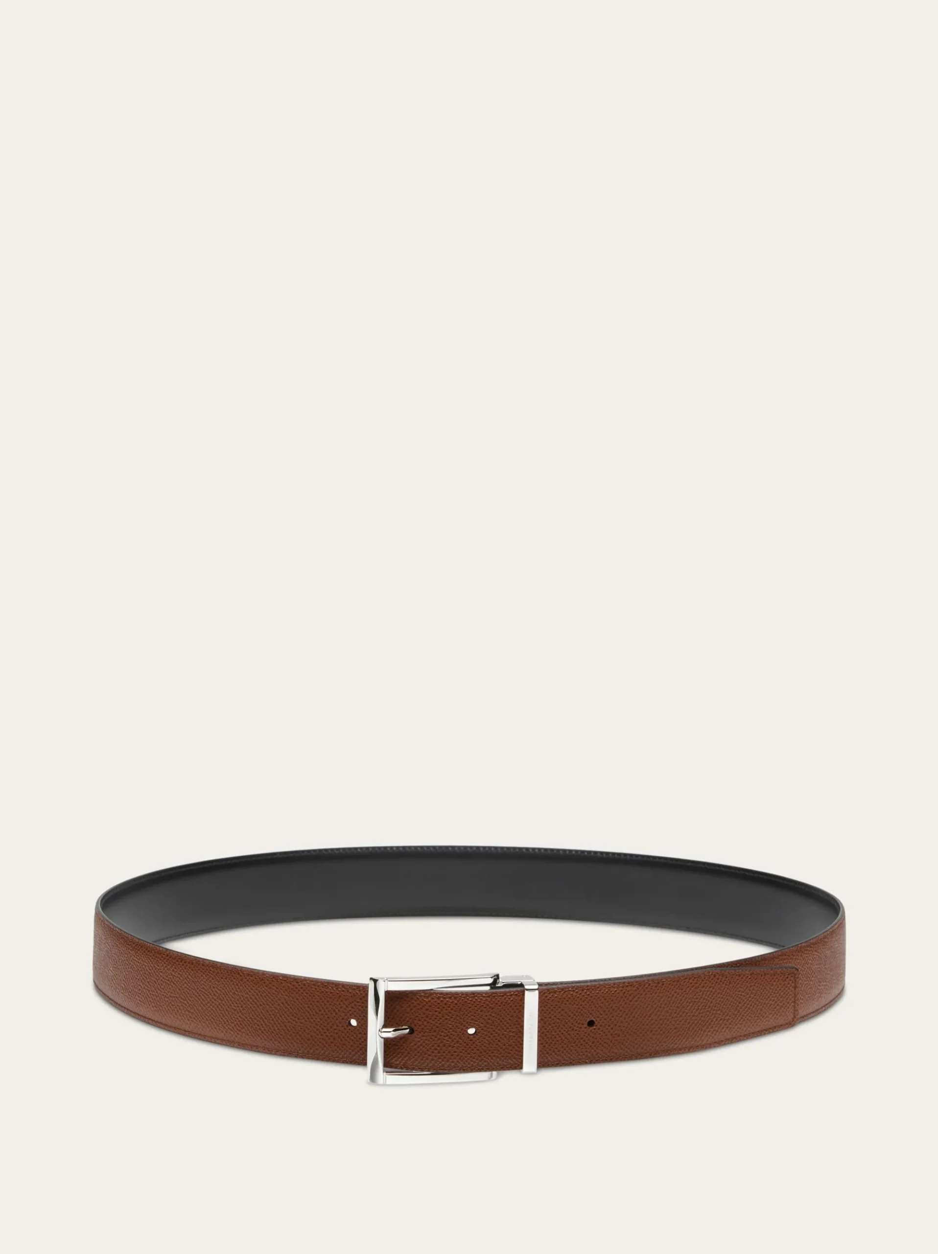 Reversible and adjustable belt with rectangular buckle - Men