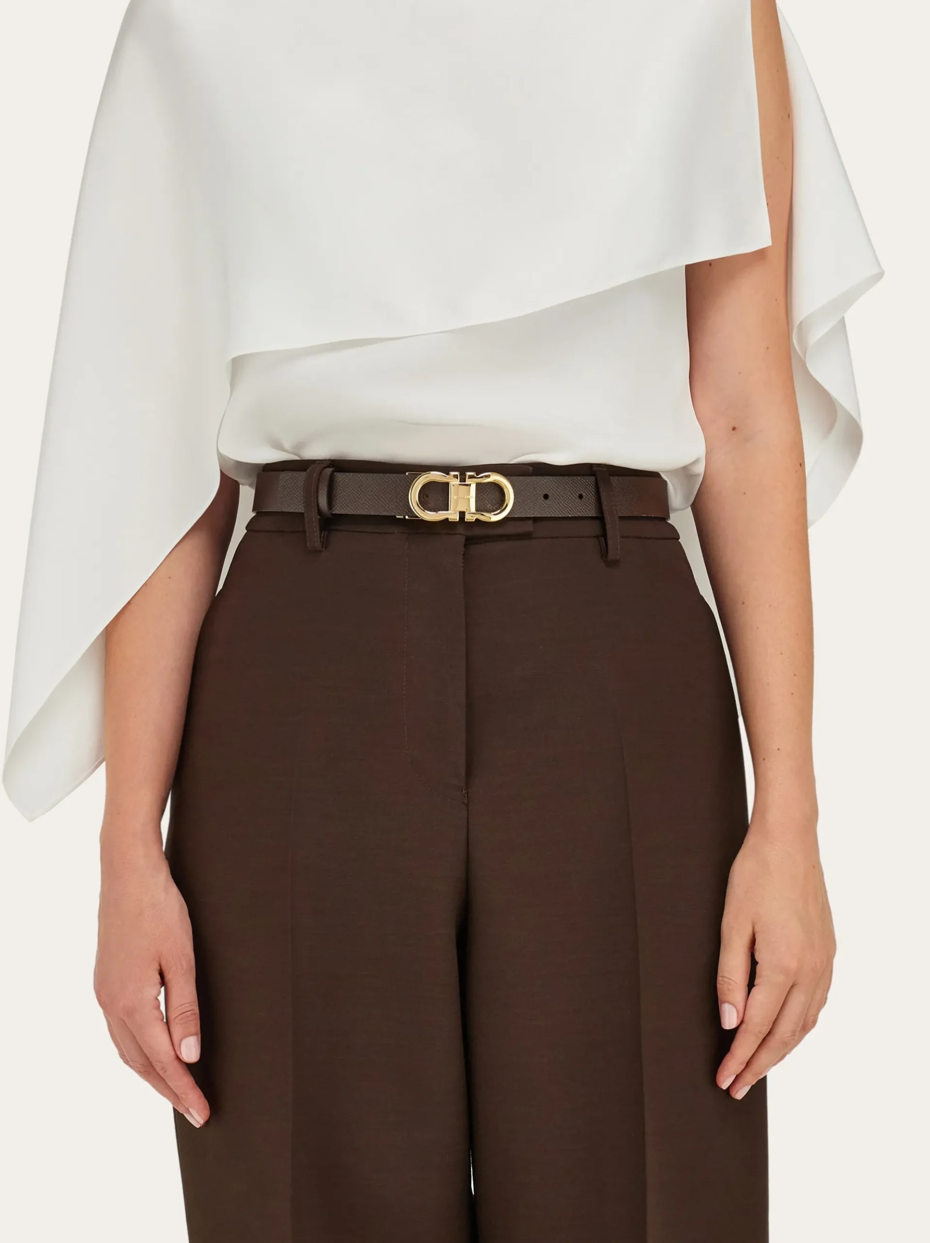 Reversible and adjustable Gancini belt - Women