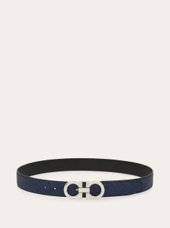 Reversible and adjustable Gancini belt - Men