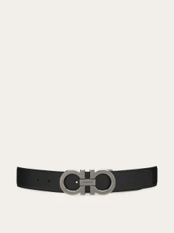 Reversible and adjustable Gancini belt - Men