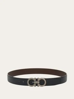 Reversible and adjustable Gancini belt - Men