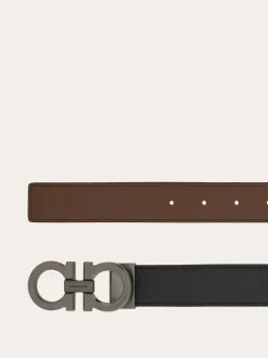 Reversible and adjustable Gancini belt - Men