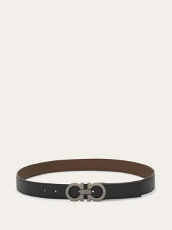 Reversible and adjustable Gancini belt - Men