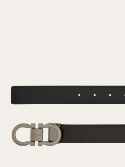 Reversible and adjustable Gancini belt - Men