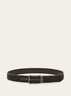 Reversible and adjustable Gancini belt - Men