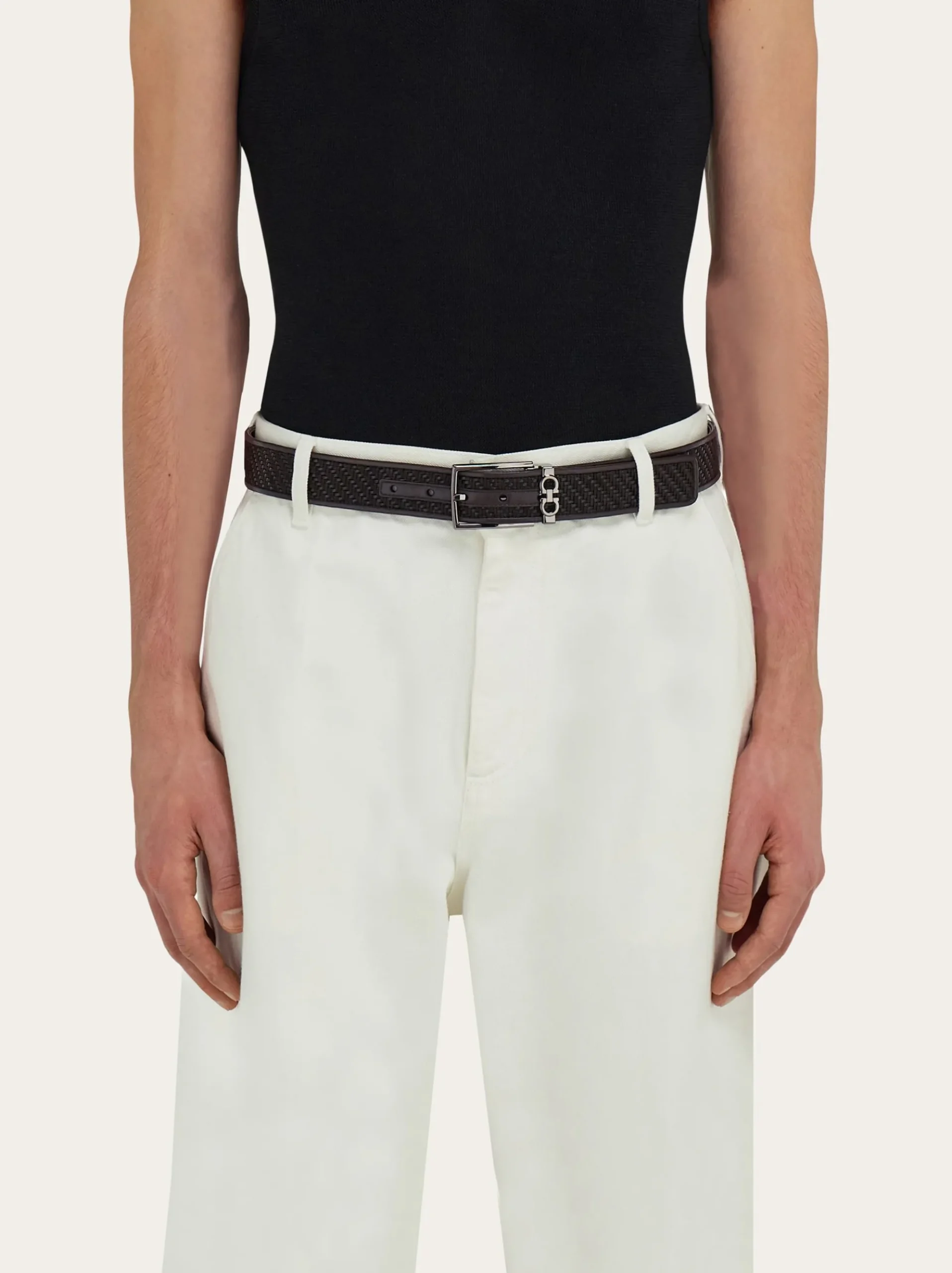 Reversible and adjustable Gancini belt - Men