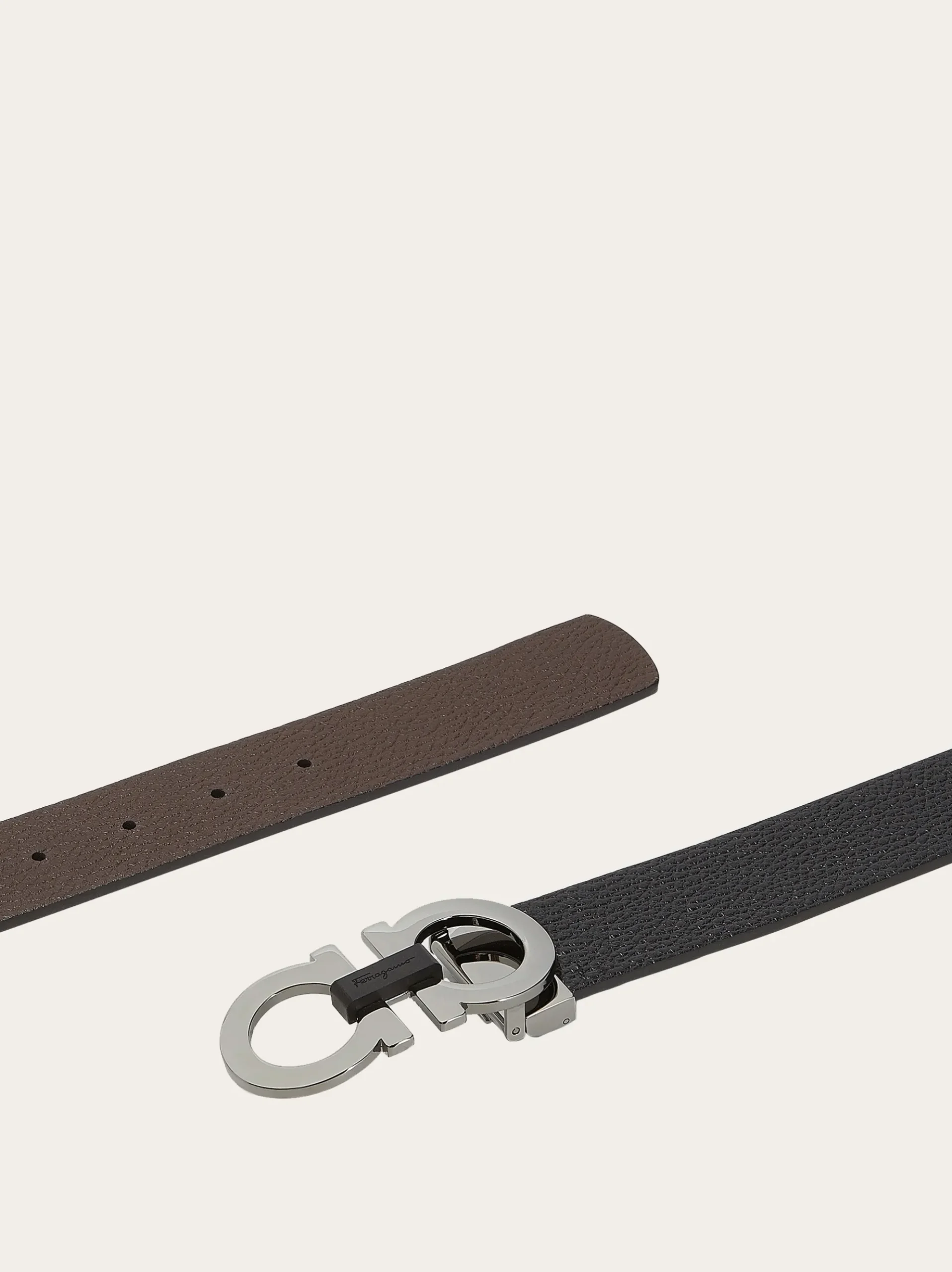 Reversible and adjustable Gancini belt - Men