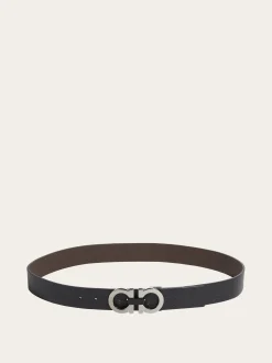 Reversible and adjustable Gancini belt - Men