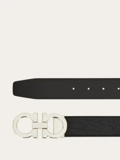 Reversible and adjustable Gancini belt - Men