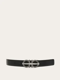 Reversible and adjustable Gancini belt - Men