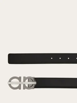 Reversible and adjustable Gancini belt - Men