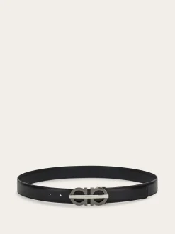 Reversible and adjustable Gancini belt - Men