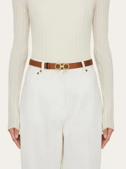 Reversible and adjustable Gancini belt - Women