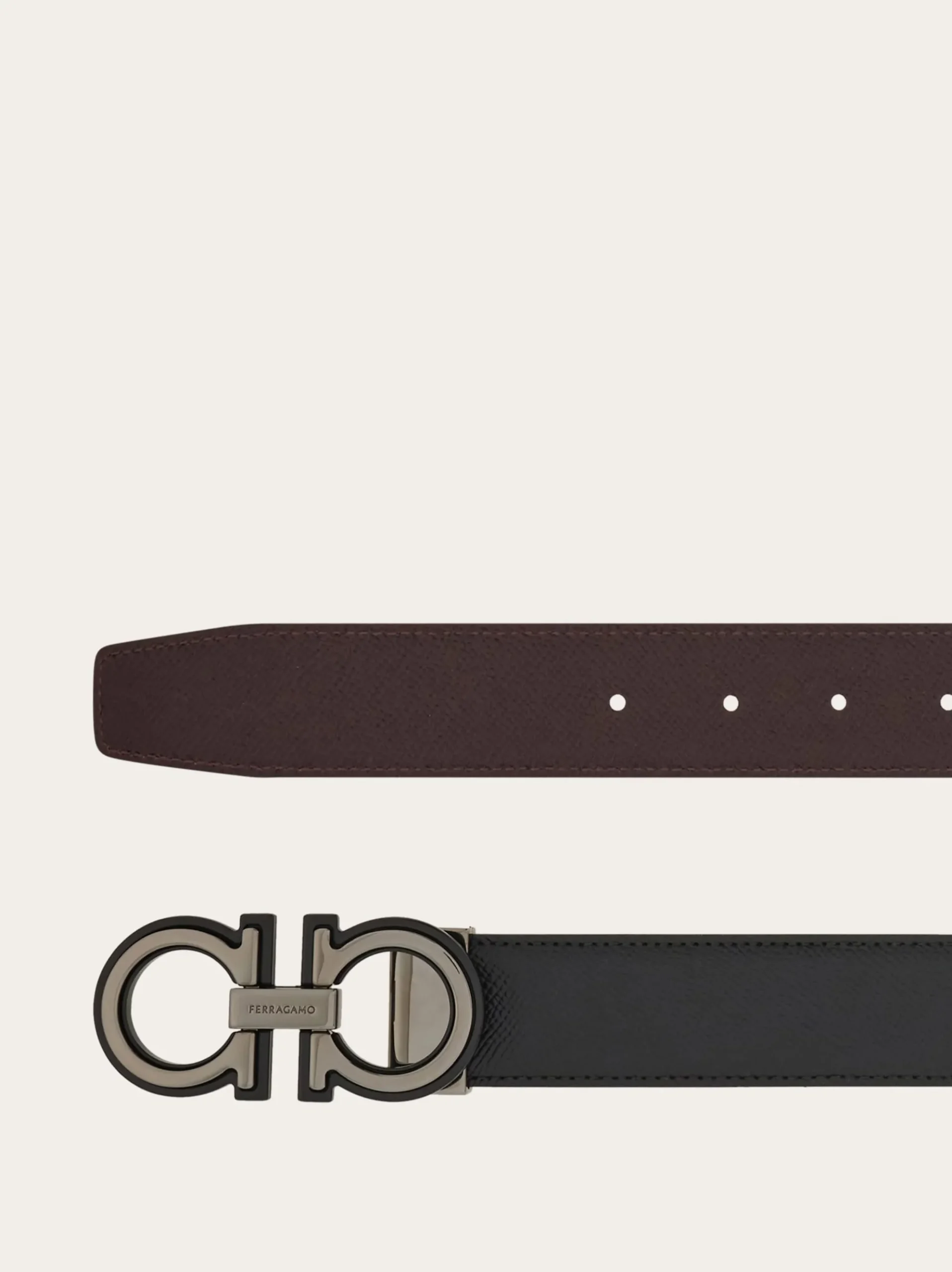 Reversible and adjustable Gancini belt - Men