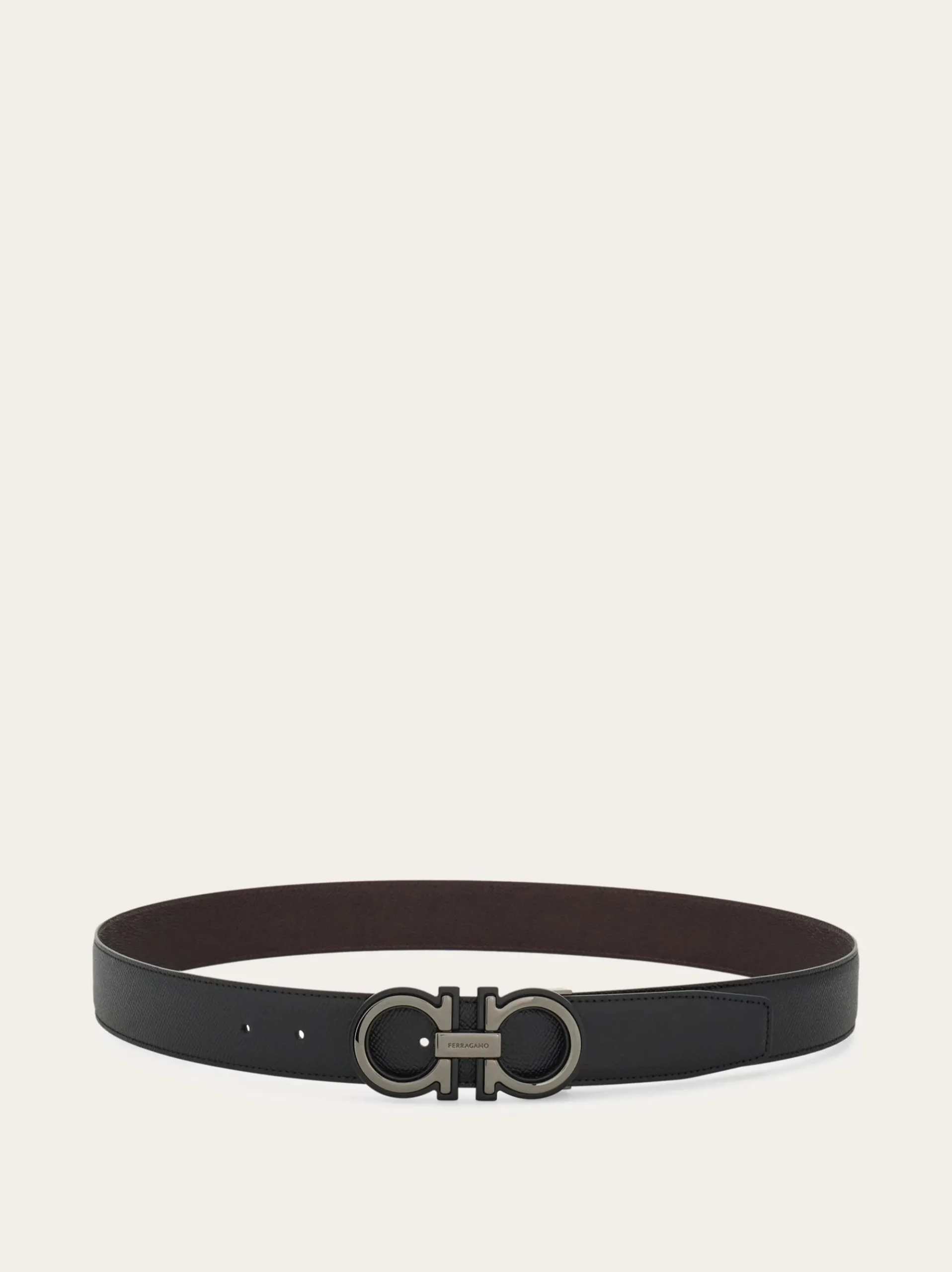 Reversible and adjustable Gancini belt - Men