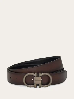 Reversible and adjustable Gancini belt - Men