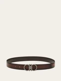 Reversible and adjustable Gancini belt - Men