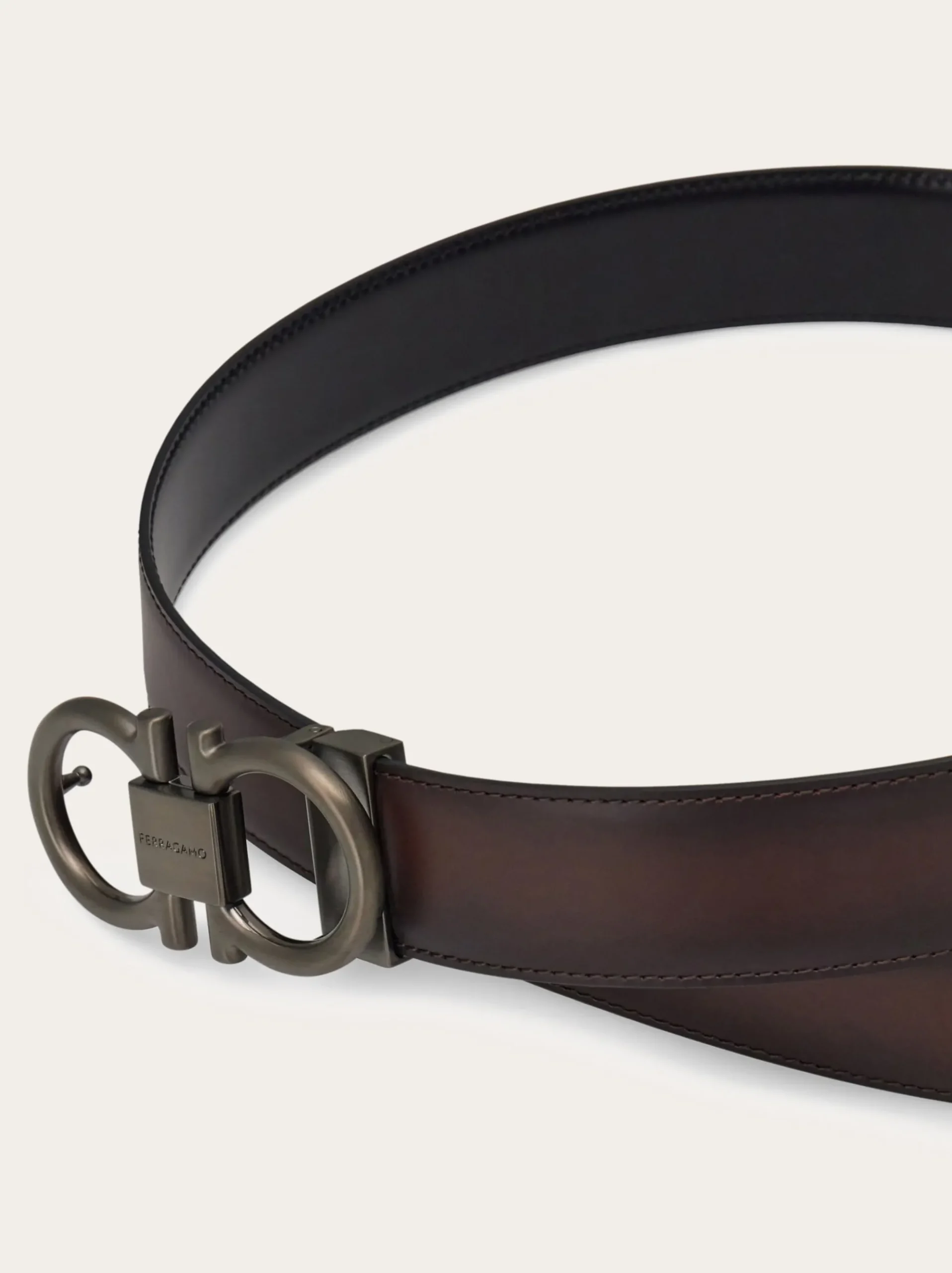 Reversible and adjustable Gancini belt - Men