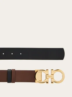 Reversible and adjustable Gancini belt - Women