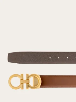 Reversible and adjustable Gancini belt - Men
