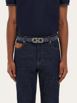 Reversible and adjustable Gancini belt with Switch buckle - Men