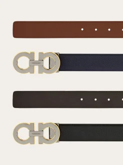 Reversible and adjustable Gancini belt with Switch buckle - Men