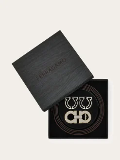Reversible and adjustable Gancini belt with Switch buckle - Men