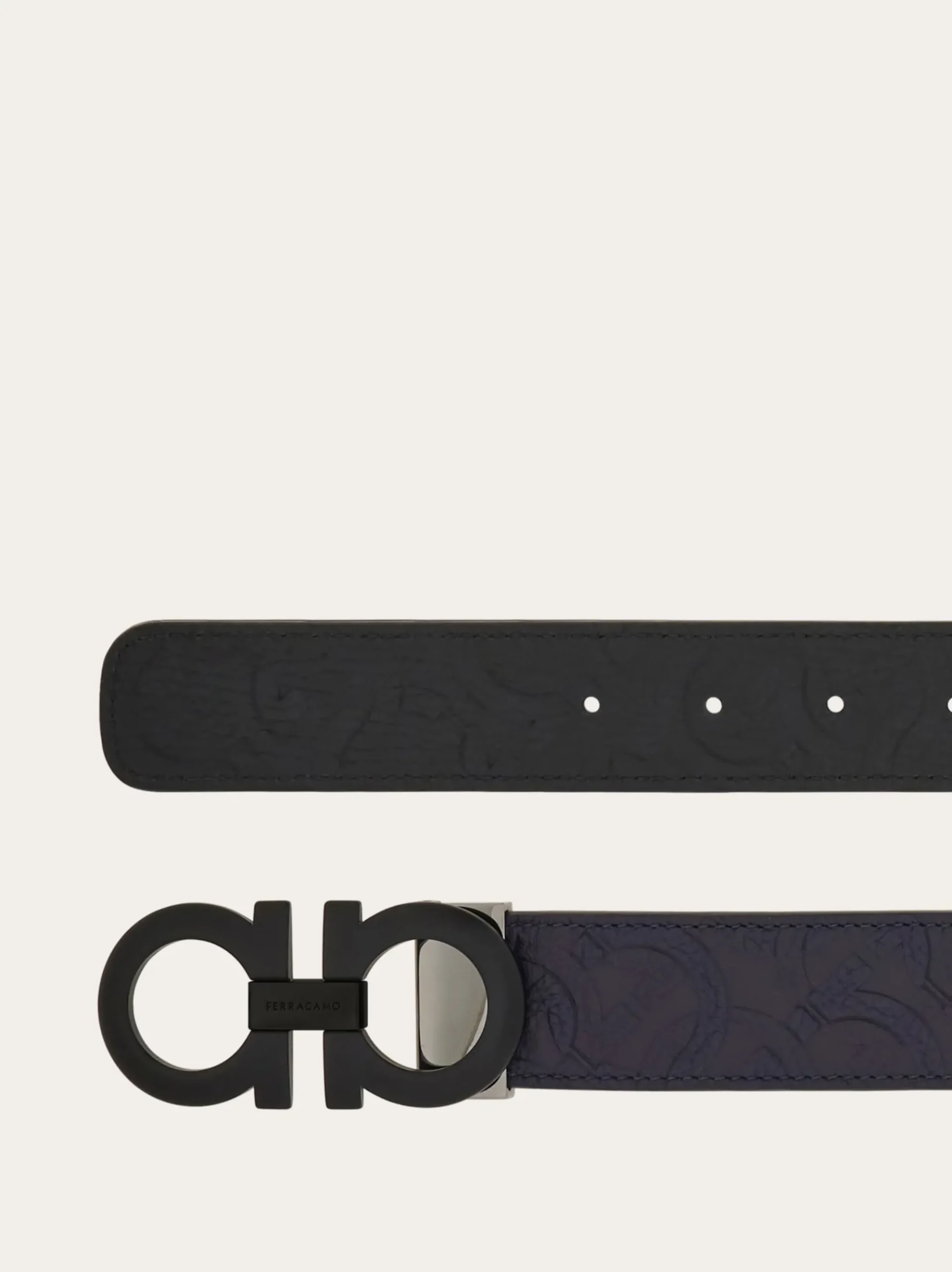 Reversible and adjustable Gancini belt - Men