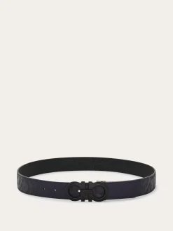 Reversible and adjustable Gancini belt - Men