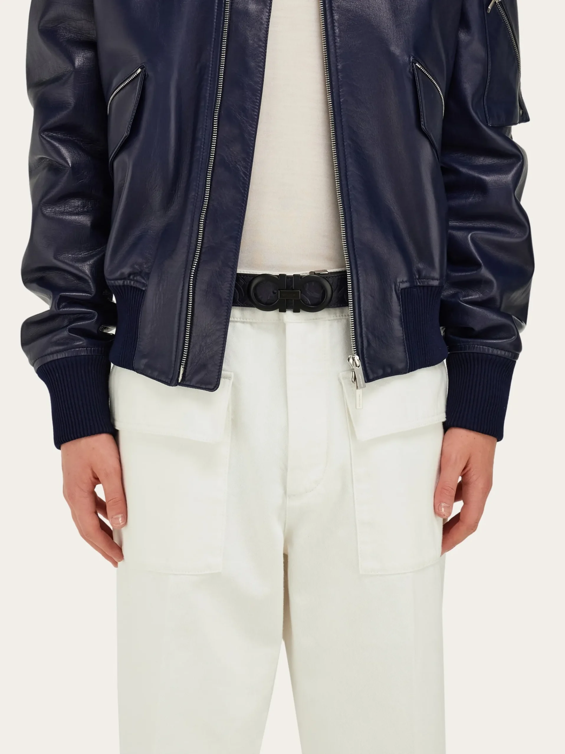 Reversible and adjustable Gancini belt - Men